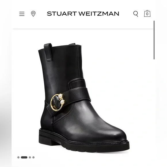 Stuart Weitzman Black Arlo Ankle Boots Size 5 - Picture 1 of 7